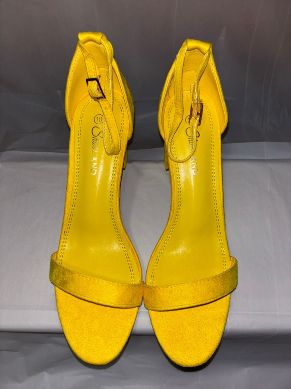 Yellow Ankle-Strap Open-Toe Heels